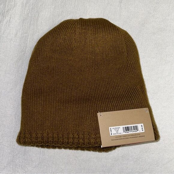LEVI’S Camo Olive Green Ribbed Knit Super Soft Reversible Beanie Hat - Picture 10 of 10